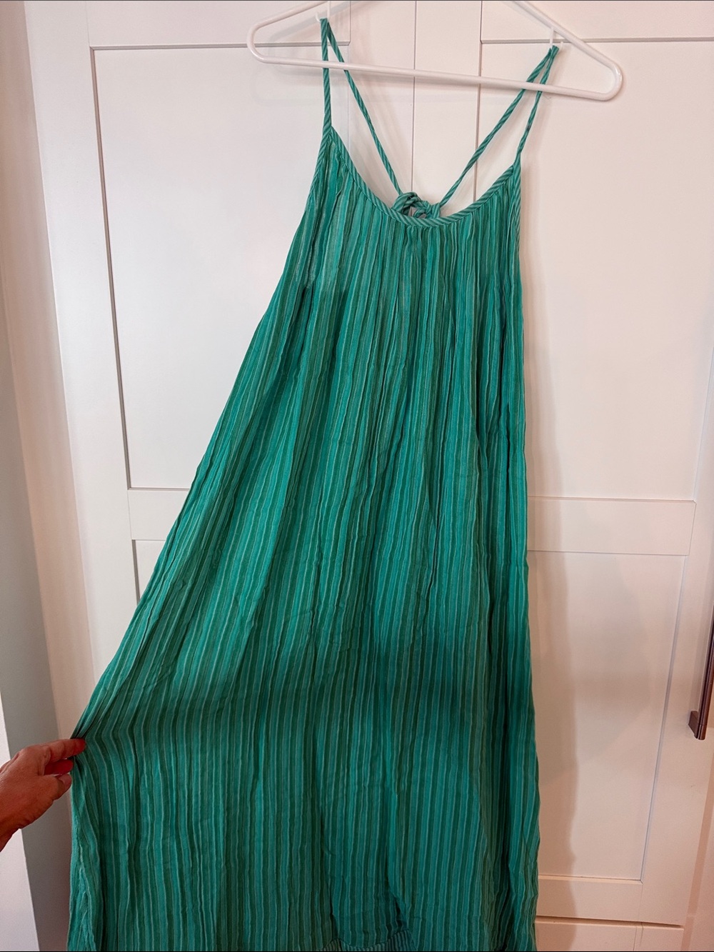 Free People Teal Pleated Spaghetti-Strap Maxi Dress